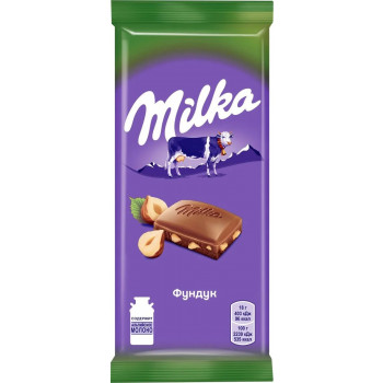 Шоколад Milka с дробленым фундуком, 85г