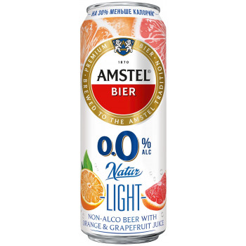 Пиво безалкогольное Amstel Natur Light Апельсин-Грейпфрут 0.3%, 0.43 Ж/Б
