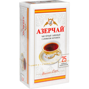 Чай Азерчай черный байховый с ароматом бергамота, 25 пакетиков