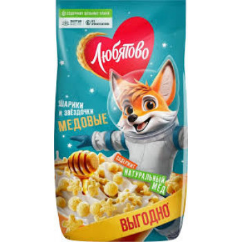 Готовые  завтраки Медовые шарики и звездочки Любятово 420 г.
