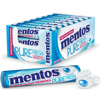 Жевательная резинка Mentos Pure Fresh Мята, 24шт по 15.5г
