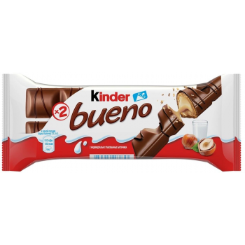 Вафельный батончик Kinder Bueno в молочном шоколаде, 43г