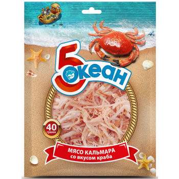Кальмар вкус Краба 40г.  Пятый Океан