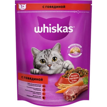 Корм сухой для кошек Whiskas подушечки паштет с говядиной, 800г