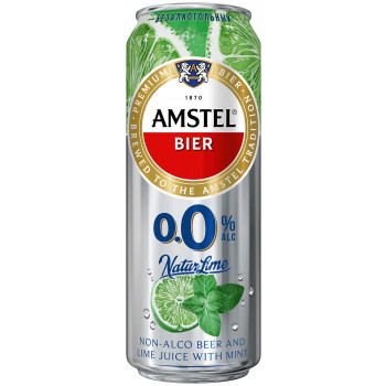 Пиво безалкогольное Amstel Natur Lime Лайм-Мята 0.3%, 0.43 Ж/Б
