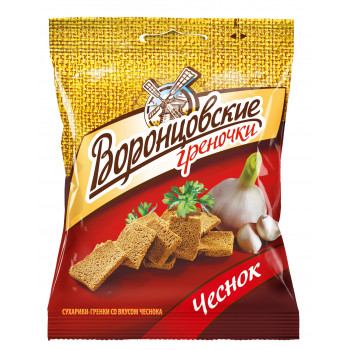 Сухарики-гренки Воронцовские со вкусом чеснока, 60г