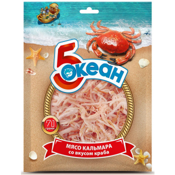 Кальмар вкус Краба 70г.  Пятый Океан