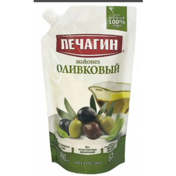 Майонез  ПЕЧАГИН Оливковый 67% 400мл дой-пак