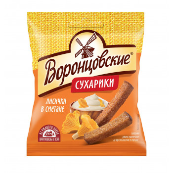 Сухарики Воронцовские со вкусом лисичек жареных в сметане, 40 г