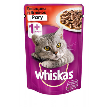 Корм для кошек Whiskas рагу с говядиной и ягненком, 85г