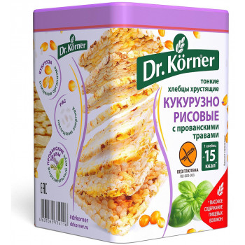 Хлебцы Dr.Korner Кукурузно-рисовые  100г  Прованские травы