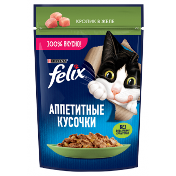 Корм д/к пауч Felix Аппетитные кусочки 75г Кролик 