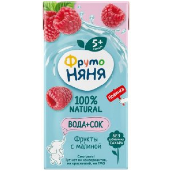 ФрутоНяня 0,2л Напиток сокосодержащий из смеси фруктов с малиной "Вода и сок"