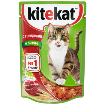 Кош. Корм (Kitekat) c Говядиной в желе 85г