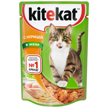 Кош. Корм (Kitekat) c Курицей в желе 85г