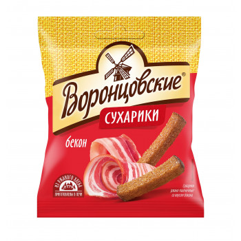 Сухарики ржано-пшеничные Воронцовские со вкусом бекона, 80 г