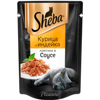 Кош. Корм (Sheba) Плежер Курица, Индейка ломтики в соусе 75г