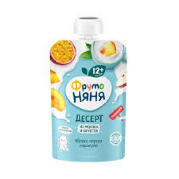 ФрутоНяня Десерт 90г.  Яблоко, персик и маракуйя с молоком и сахаром