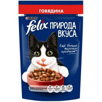 Корм для взрослых кошек Felix Природа вкуса Говядина в соусе, 75г