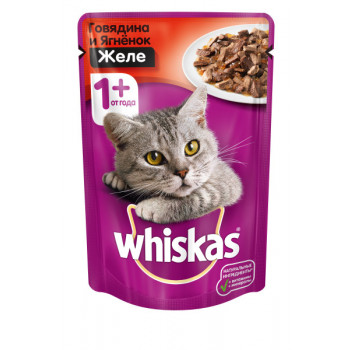 Корм для кошек Whiskas желе с говядиной и ягненком, 85г